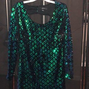 Forever XXI Plus Long Sleeve Midi Sequence Dress